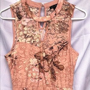 Women’s Floral Dress, Salmon Color, Lace, Short/Midi, Medium